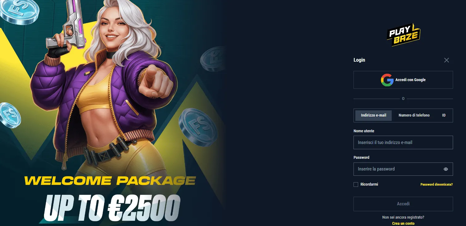 Area personale PlayBaze Casino
